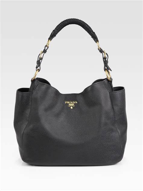 prada vitello daino tote nero|Prada vitello daino hobo.